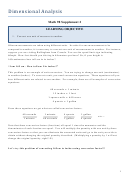 Math 98 Supplement 2 - Dimensional Analysis Worksheet With Answer Key