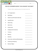 Which Careers Earn The Highest Income - Financial Math Worksheet With Answer Key