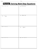Review - Solving Multi-step Equations Worksheet