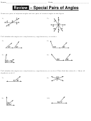 Review - Special Pairs Of Angles Worksheet