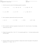Cc Algebra 9h - Vertex Form Worksheet