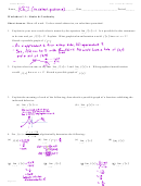 Ws 1.1 Limits And Continuity Worksheet With Answers - Pennsylvania State University