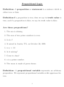 Propositional Logic Worksheet Printable pdf