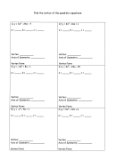 Fins The Vertex Of The Quadratic Equations Worksheet Printable pdf