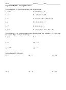 Exponents: Positive And Negative Bases Worksheet With Answer Key