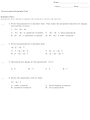 Examview - Paper Preassessment Polynomial Unit Worksheet Printable pdf