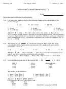 Chemistry 102, Test Chapter 13-14 Worksheet With Answers - 1997