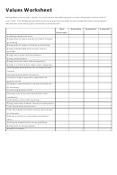 Values Worksheet - Medical Questionnaire Form