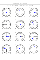 Reading Analog Clocks Worksheet With Answers