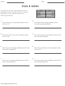 Data & Tables Worksheet With Answers