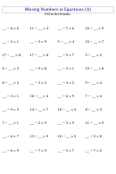 Missing Numbers In Equations Worksheet With Answers Printable pdf