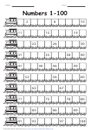 Numbers 1-100 Number Line Worksheet With Answers Printable pdf