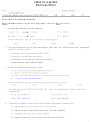 Chem 251 Final Exam Worksheet - 2005