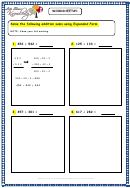 Addition Sums Using Expanded Form Worksheet #1 With Answers