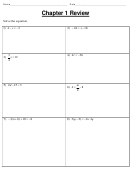 Chapter 1 Review - Equations Worksheet