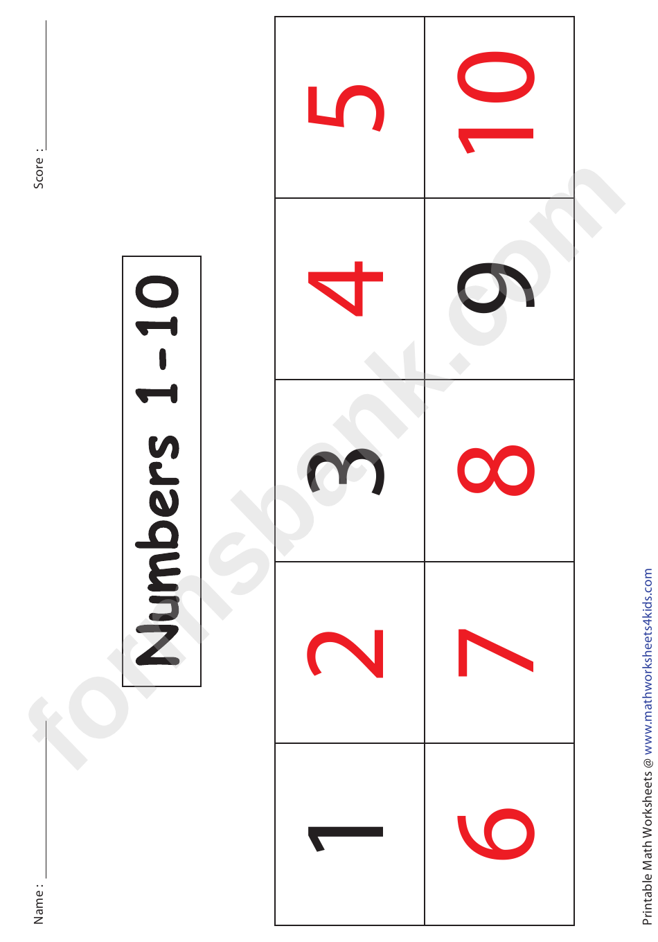 Numbers 1-10 Number Line Worksheet With Answers