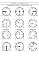 Reading Analog Clocks Worksheet With Answers