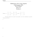 Mathematics 205: Linear Algebra Quiz #12 Worksheet - David Haines, Bates College, 2004
