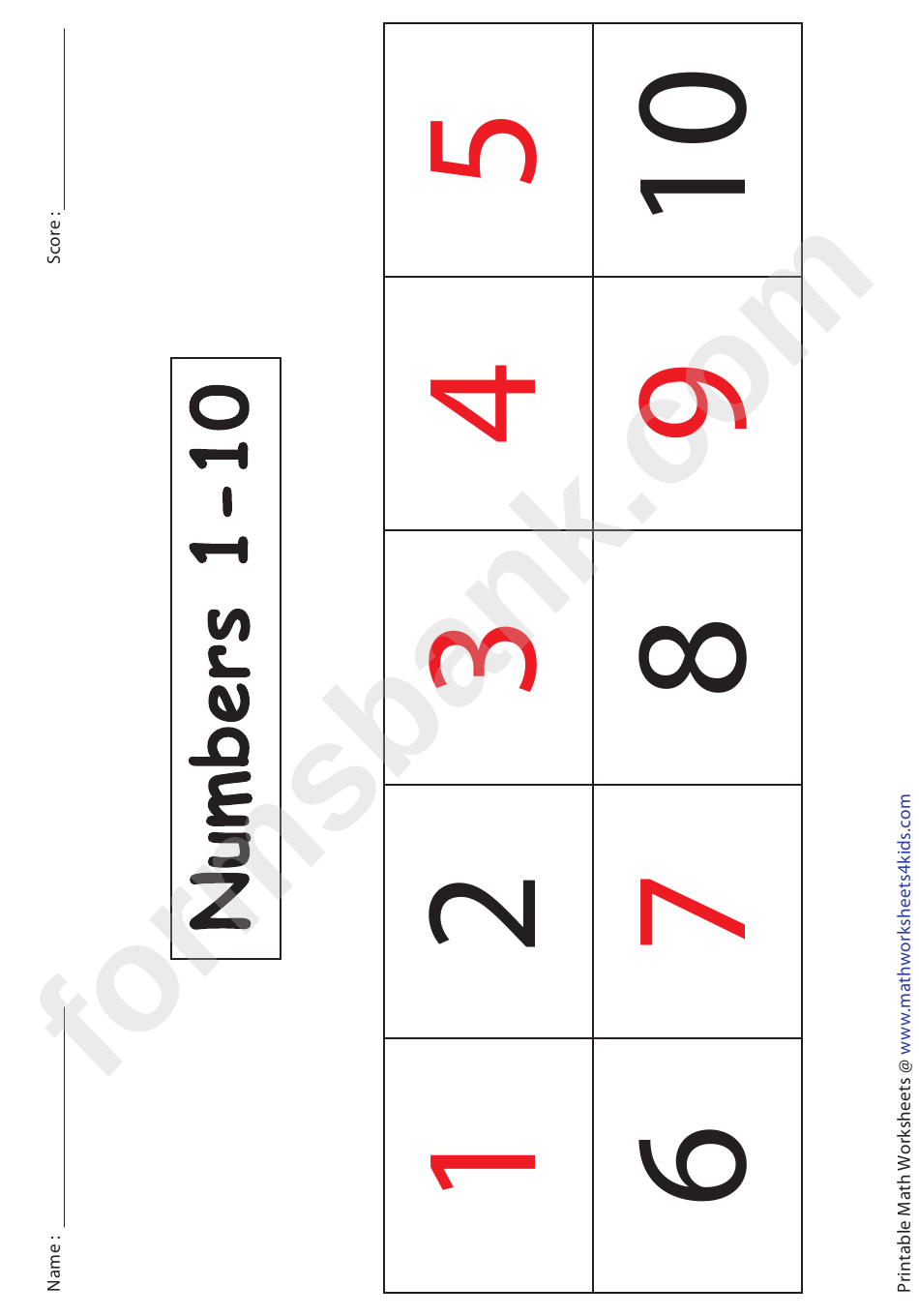 Numbers 1-10 Number Line Worksheet With Answers
