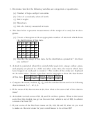 Categorical Or Quantitative Variables, Histogram, Pie-chart And Bar Graph Worksheet