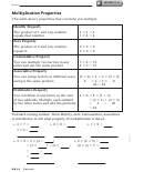 Multiplication Properties Worksheet With Answers - Lesson 11.4