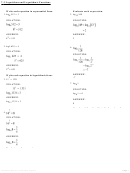 Logarithms And Logarithmic Functions Worksheet With Answers