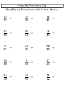 Simplify Fractions (A-J) Math Worksheet With Answers Printable pdf