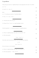 Logarithms Worksheets Printable pdf