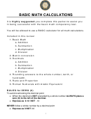 Basic Math Calculations Worksheets With Answer Key - Major Horum Carits College Of Nursing Printable pdf