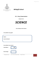 Science Entry Examination Worksheet With Answers - Whitgift School