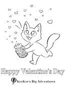 Happy Valentine's Day Kitten Coloring Sheet