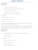 Exam 2 Review Worksheet - Equations, Linear Inequalities, Absolute Value