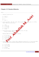 Chemical Kinetics Worksheet With Answers By Prof. Abdullah M. Asiri - 2009
