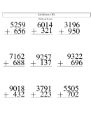 4-Digits & 3-Digits Addition Worksheet With Answer Key Printable pdf