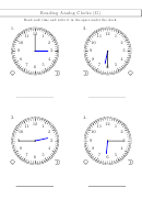 Reading Analog Clocks Worksheet With Answer Key