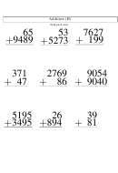 2-4 Digits Addition Worksheet With Answer Key Printable pdf
