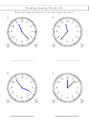 Reading Analog Clocks Worksheet With Answer Key