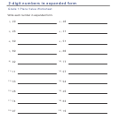 Writing 2-digit Numbers In Expanded Form Worksheet - Grade 1