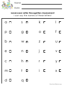 Lowercase Letter Recognition Assessment Worksheet