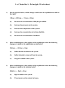 Le Chatelier's Principle Worksheet With Answer Key - Brunswick City Schools