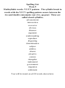 Multisyllabic Words Spelling List