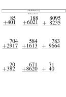 2-4 Digits Addition Worksheet With Answer Key