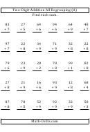 Two-digit Addition All Regrouping Worksheets With Answer Keys