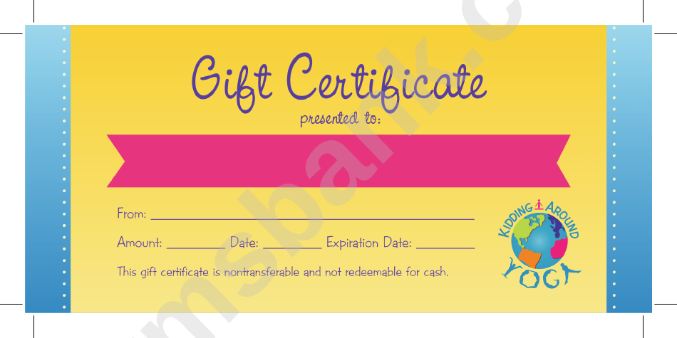 Yoga Gift Certificate Template