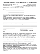 Authorization For Release Of Medical Information Form
