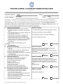 Fillable Teacher Formal Classroom Observation Form - Mecklenburg County Public Schools Printable pdf