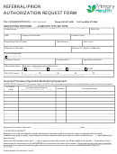 Fillable Referral/prior Authorization Request Form - Primary Health Printable pdf