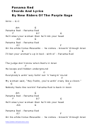 New Riders Of The Purple Sage - Panama Red Guitar Chord Chart And Lyrics Printable pdf