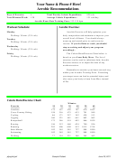 Caloric Burn/exercise Chart - Aerobic Recommendations Printable pdf