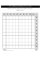 Five Minute Adding Frenzy (d) Math Worksheet With Answers